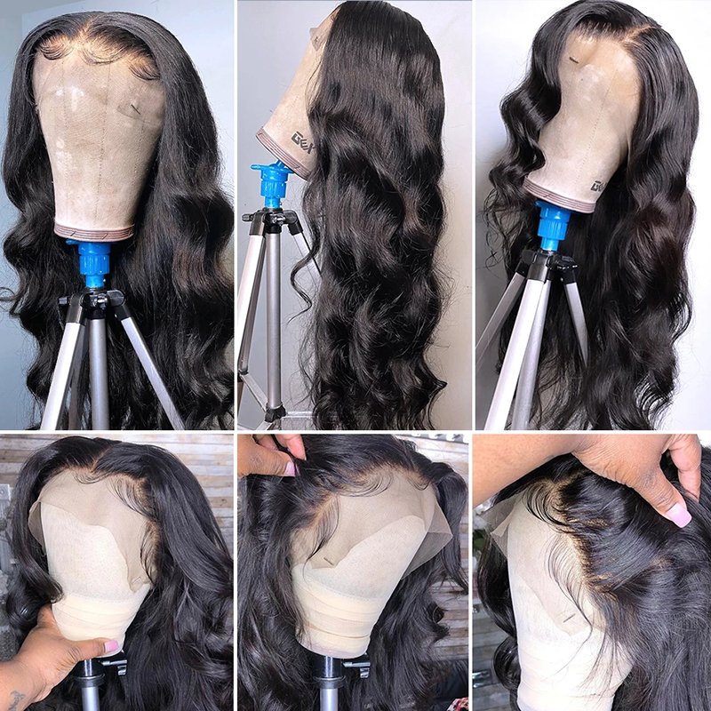 Ready to Ship 30" Indian Cuticle Aligned Preplucked Transparent 13x4 Full Lace Front Wig Body Wave Human Hair Wigs 150% Density