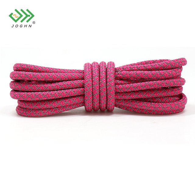 JOGHN Flat Print Brand Logo Shoelaces Reflective shoelaces round laces Luminous polyester casual sneaker Shoelaces