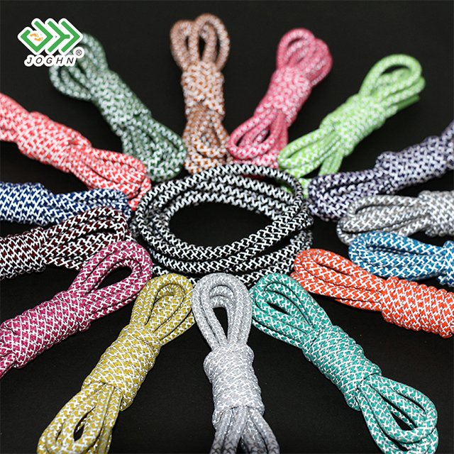 JOGHN Flat Print Brand Logo Shoelaces Reflective shoelaces round laces Luminous polyester casual sneaker Shoelaces