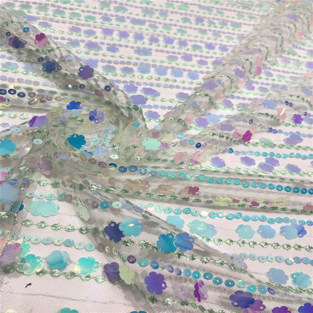 Wholesale High Quality Custom Tulle Mesh Fabric With Glitter Sequins fabric Sequin Lace Fabric For Dress Party