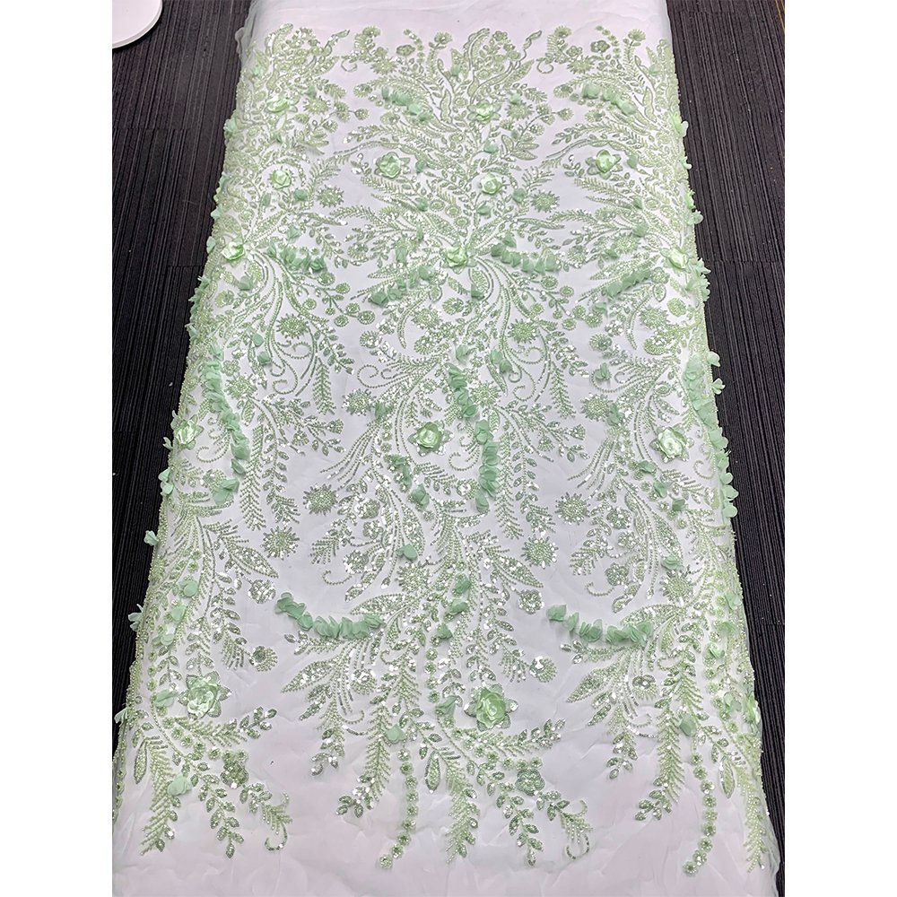High Quality Colorful Voile Embroidery Fabrics 3D Flower Lace Fabric For Women Dress