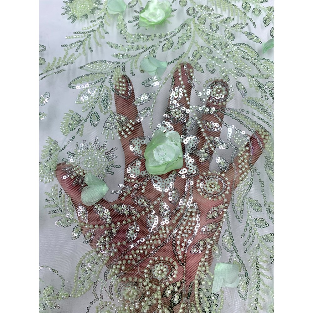 High Quality Colorful Voile Embroidery Fabrics 3D Flower Lace Fabric For Women Dress