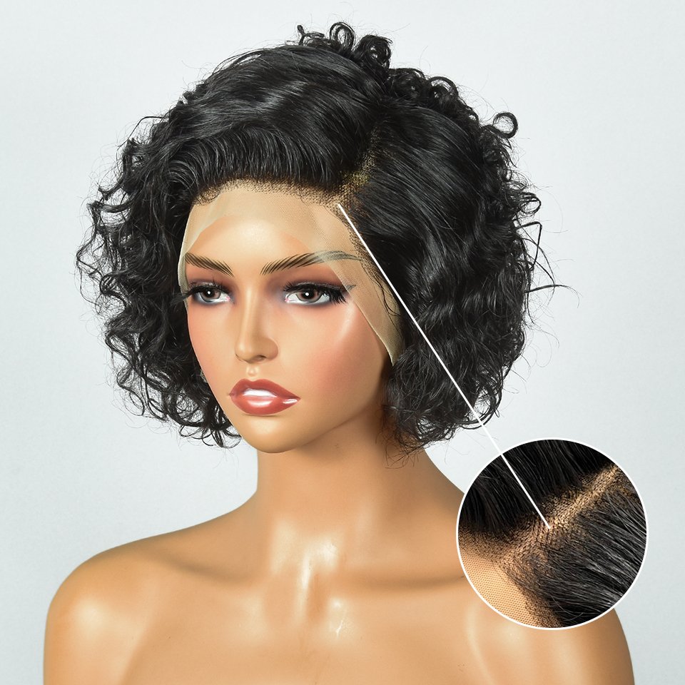 Vendor Short Pixie Curly 13x4 HD Lace Human hair Wig Raw Vietnamese Hair Pixie Cut Human hair HD Lace Front Wig Ready to Ship