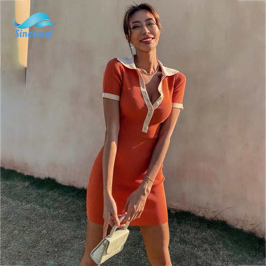 Hot Custom Wholesale Womens Fashion Chill Dresses Summer Cotton Clothes Knit rib Mini Bodycon Ladies Dress