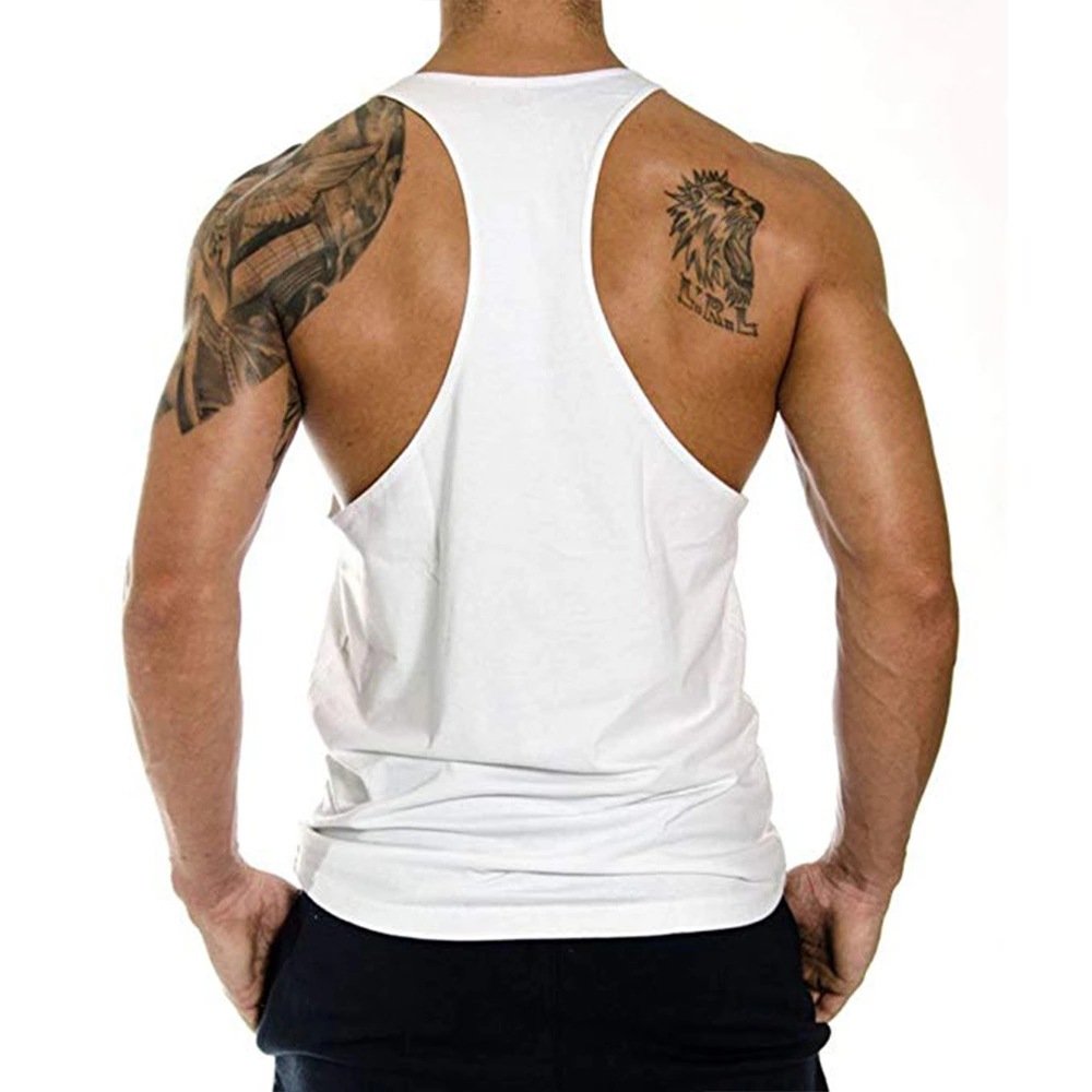 Hot ModelSolid Color Wide Shoulder Tank Top Mens Tank Top Custom Logo Workout Gym Y Back Mens Stringer Tank Top quick-drying