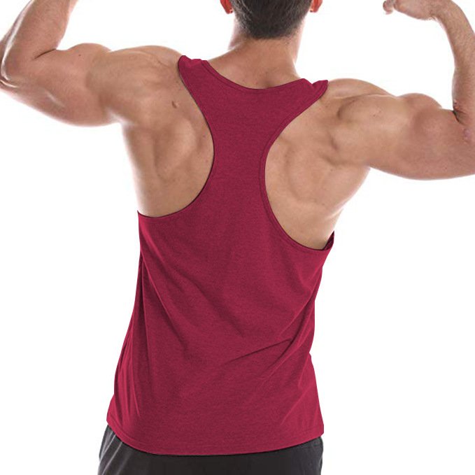 Hot ModelSolid Color Wide Shoulder Tank Top Mens Tank Top Custom Logo Workout Gym Y Back Mens Stringer Tank Top quick-drying