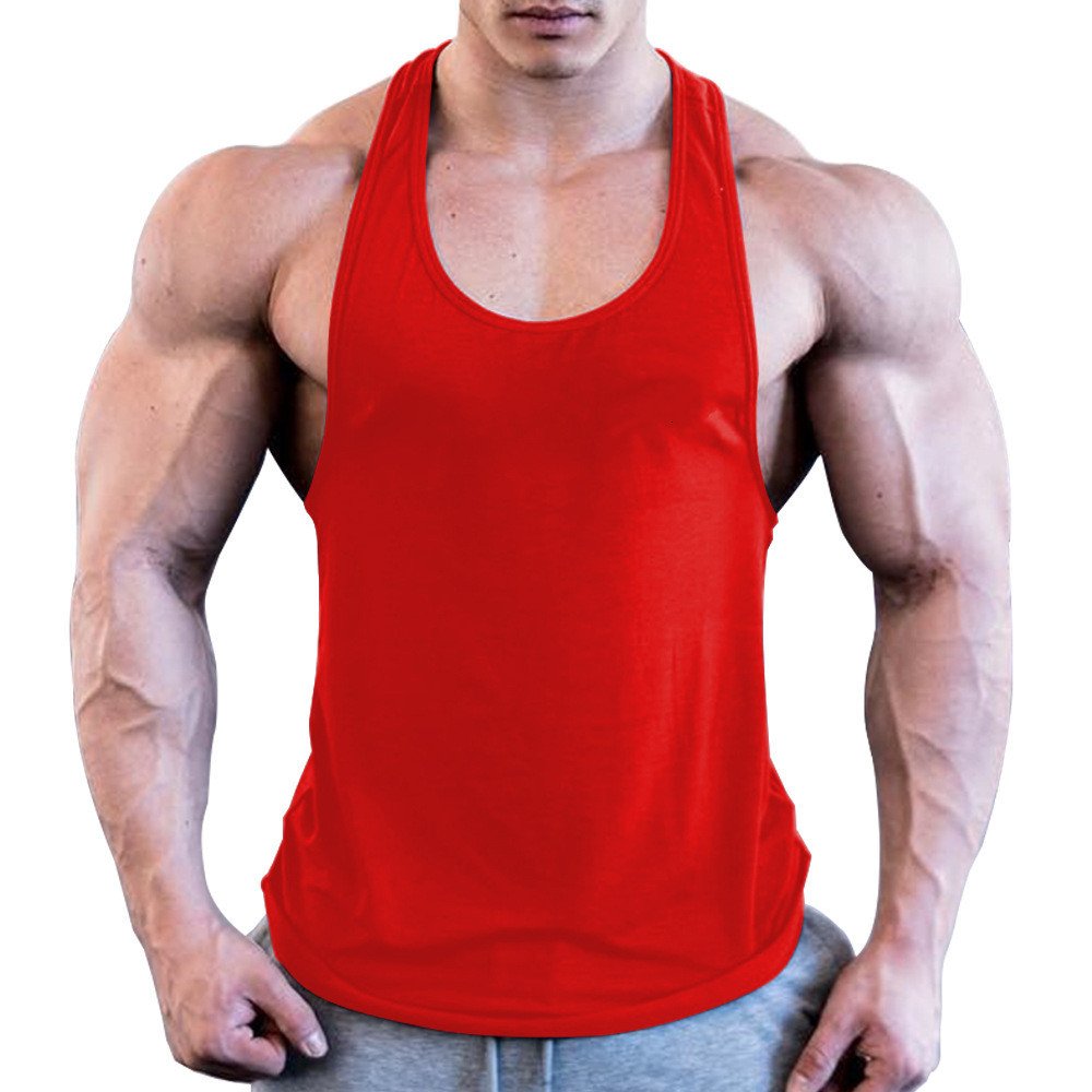 Hot ModelSolid Color Wide Shoulder Tank Top Mens Tank Top Custom Logo Workout Gym Y Back Mens Stringer Tank Top quick-drying