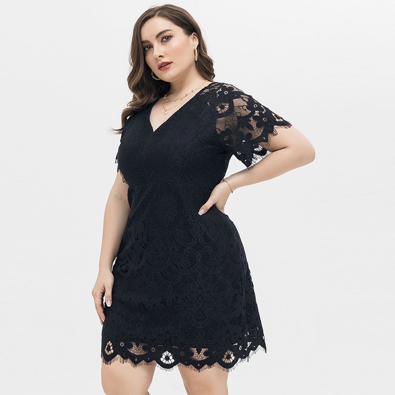 Breathable Loose Elegant Soft Large Mesh Lace Polka Dot Women Dress