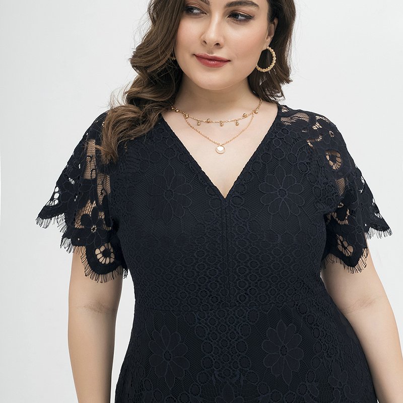 Breathable Loose Elegant Soft Large Mesh Lace Polka Dot Women Dress