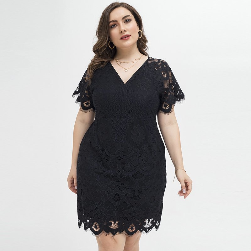 Breathable Loose Elegant Soft Large Mesh Lace Polka Dot Women Dress