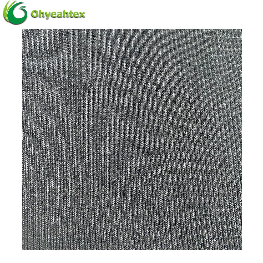 Fashion Bamboo Organic Cotton Spandex Heavy Rib Knit Fabric For Hoodies