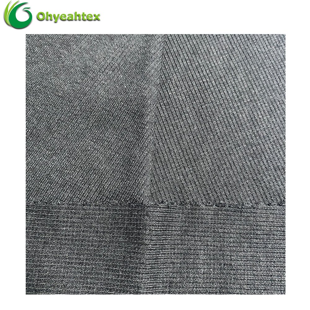 Fashion Bamboo Organic Cotton Spandex Heavy Rib Knit Fabric For Hoodies