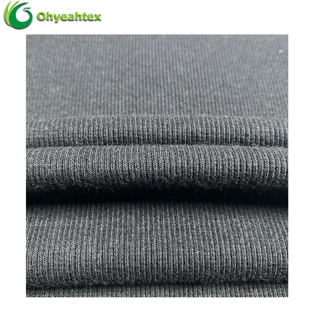 Fashion Bamboo Organic Cotton Spandex Heavy Rib Knit Fabric For Hoodies