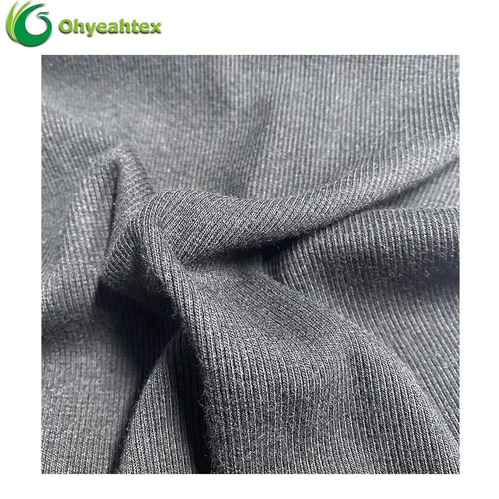 Fashion Bamboo Organic Cotton Spandex Heavy Rib Knit Fabric For Hoodies