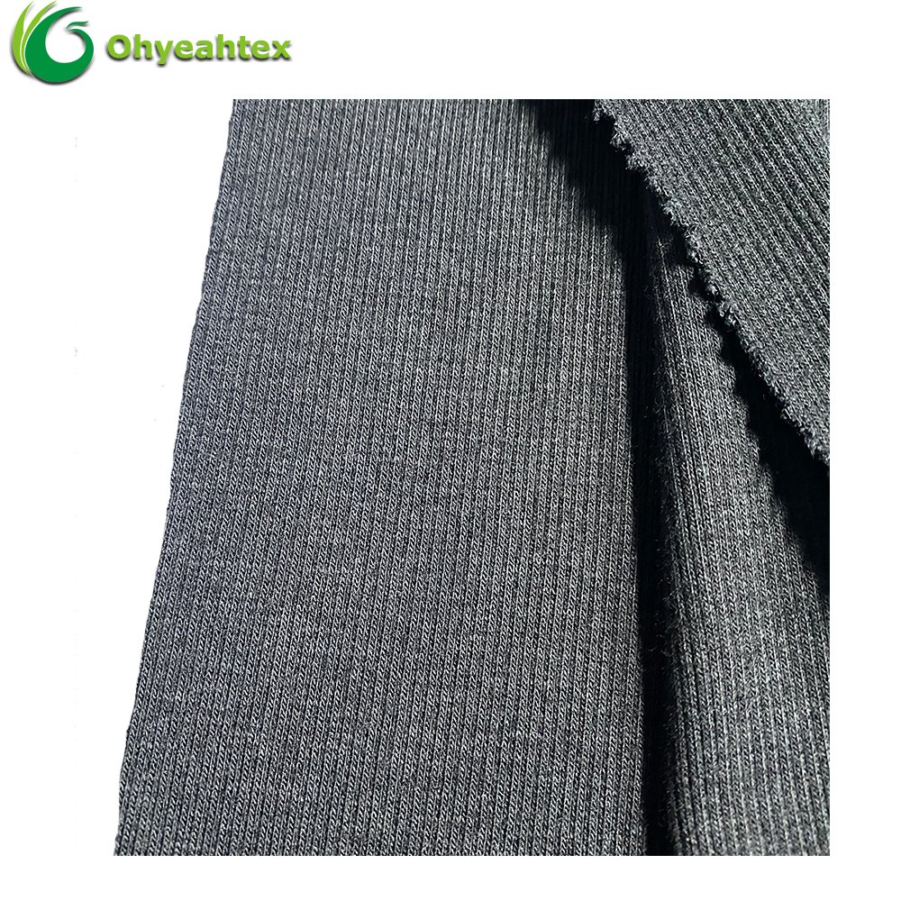 Fashion Bamboo Organic Cotton Spandex Heavy Rib Knit Fabric For Hoodies