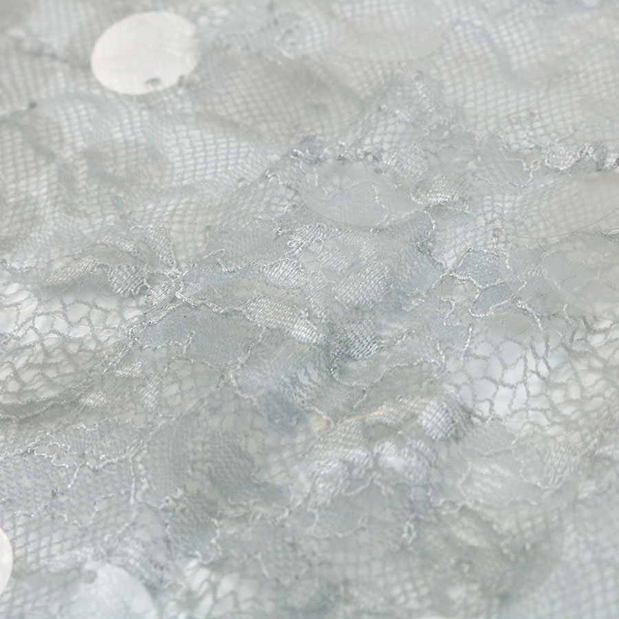 Fashionable Gray18mm Large Transparent Sequin Embroidery Fabric for Wedding Dress Bridal Gown