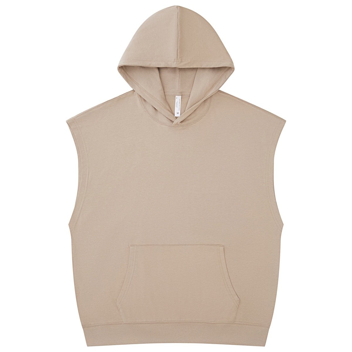 Sleeveless Oversize hoodie with adjustable hood and no sleeves Front pouch pocket Ribbed tank tops