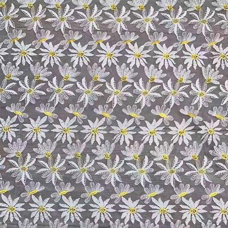 French guipure Soft stretch 3D fancy floral plain knitting metallic crochet mesh sequin voile embroidery lace fabric