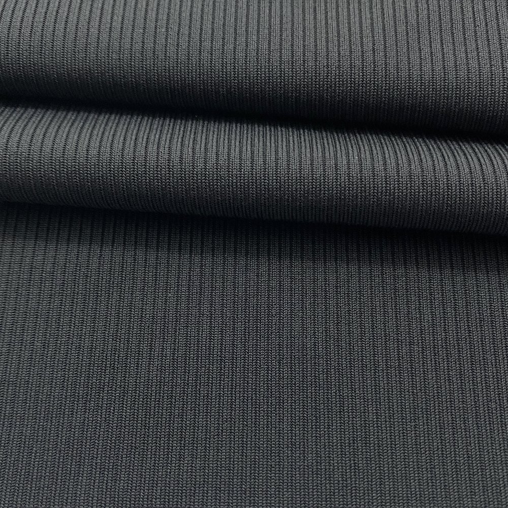 Professional Manufacturer 91% Polyester 9%Spandex 2x2 Rib Piece Dye Knitted Fabric With Regular Finish
