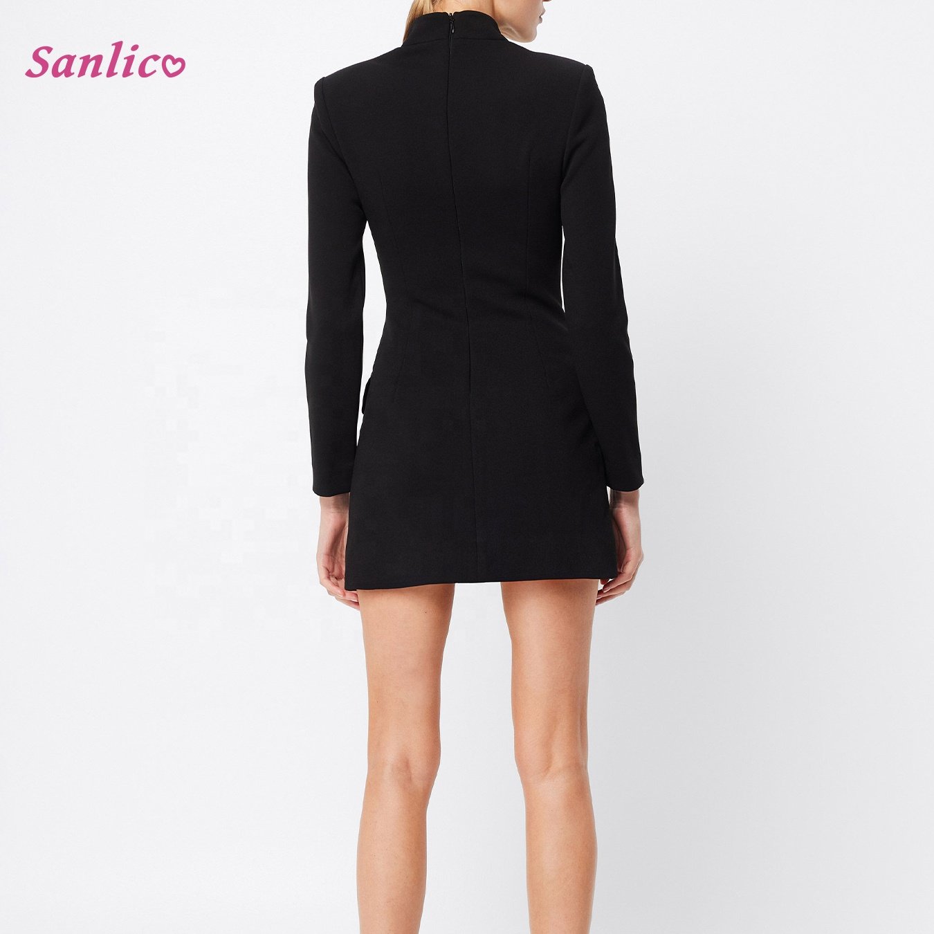 Women's Long Sleeve Dress Mock Neck Basic Ribbed Slim Fit Padded Shoulder Casual Bodycon Mini Dresses with Pockets