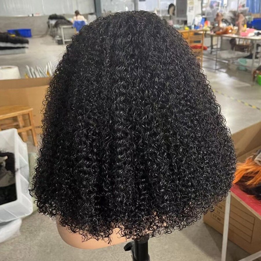 ZSF High Density Wholesale Brazilian Virgin Hair Kinky Curly 13*4 Transparent Lace Wig for Black Women