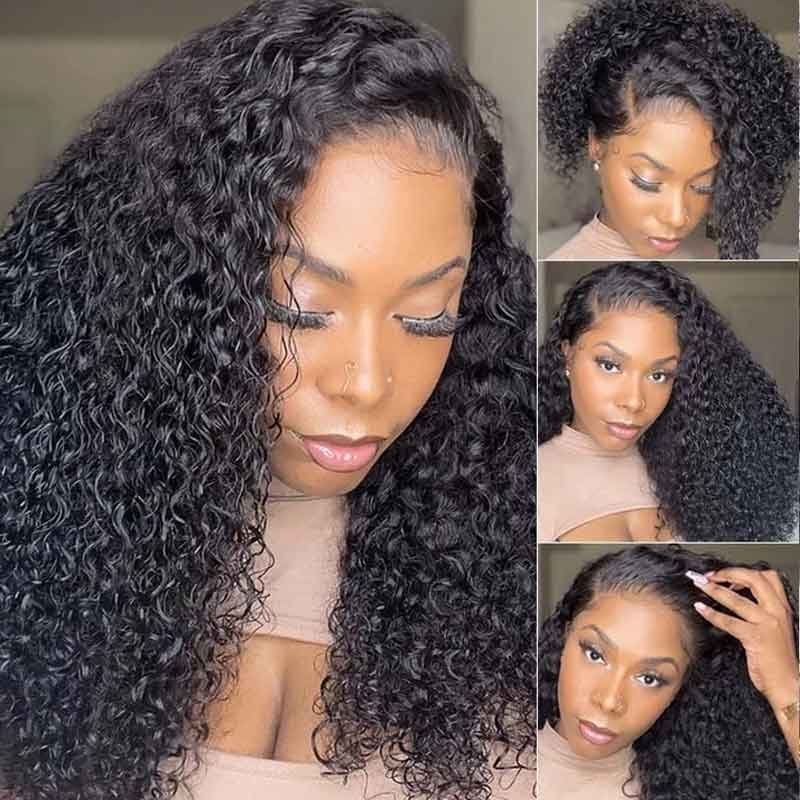ZSF High Density Wholesale Brazilian Virgin Hair Kinky Curly 13*4 Transparent Lace Wig for Black Women