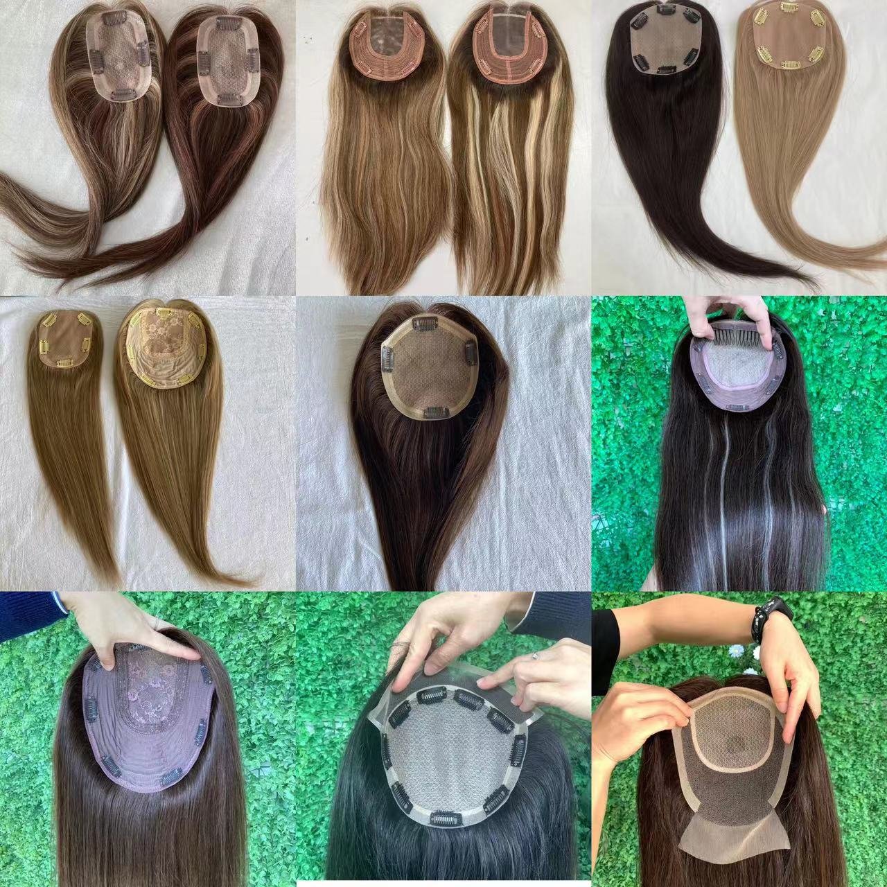 Lace Base Human Hair women Toupee wig Brown Human Hair topper For Women Hair Loss Treatment