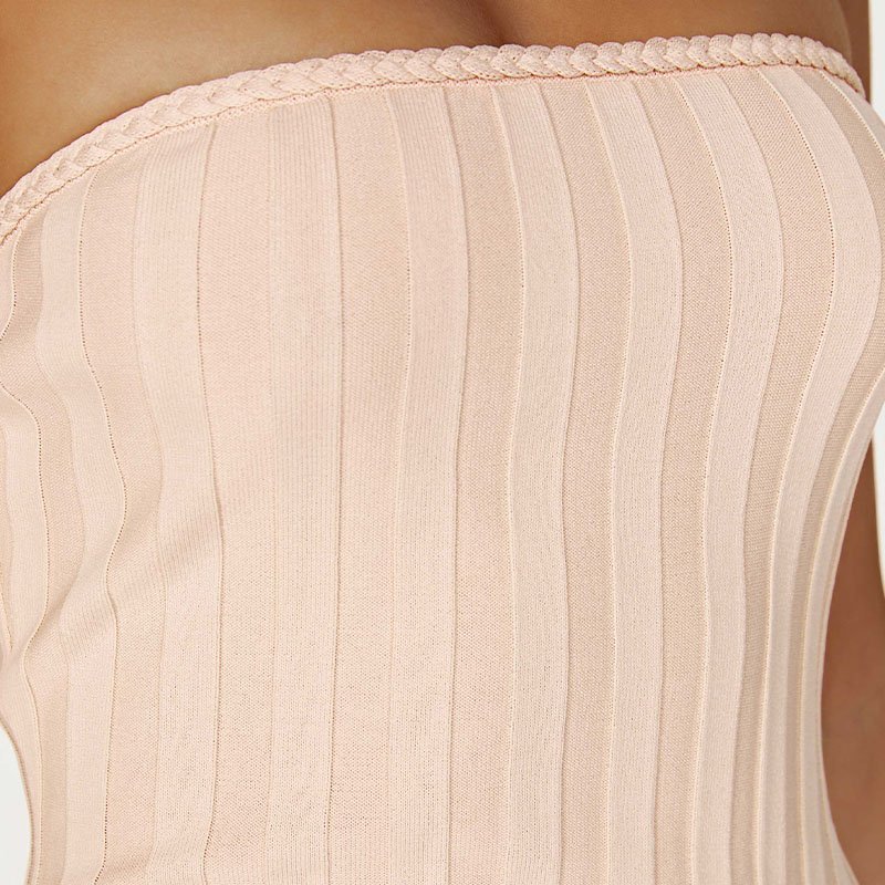 knitwear mufacturers Rib Strapless Midi Dress sweater dress women clothing