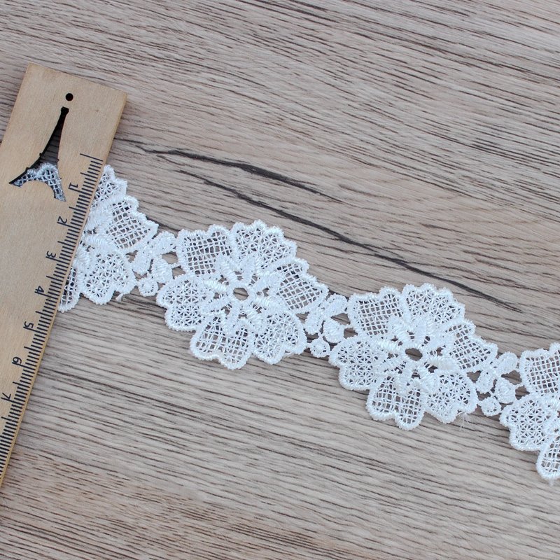 Zeal Latest Design White Polyester Lace Trim Flower Craft Crochet Wedding Dress Clothes Apparel Accessories Fabric Type