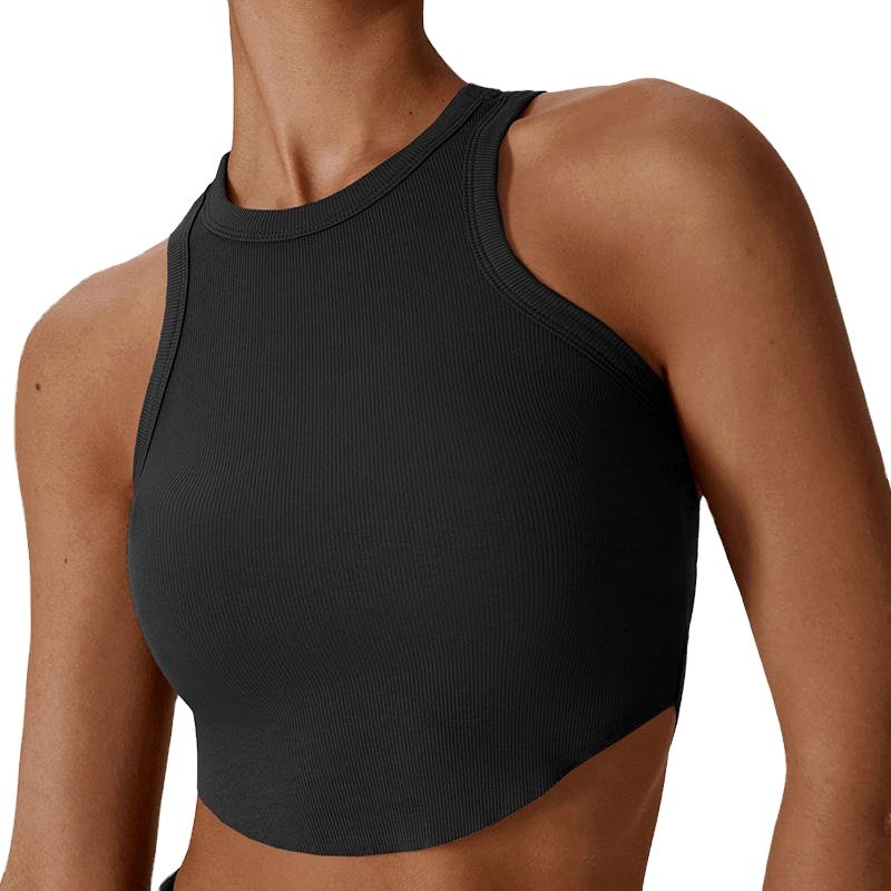 2024 Women Casual Basic Sleeveless High Neck Rib Crop Tank Top for yoga rib vest shirt Racerback Cropped Tank Tops