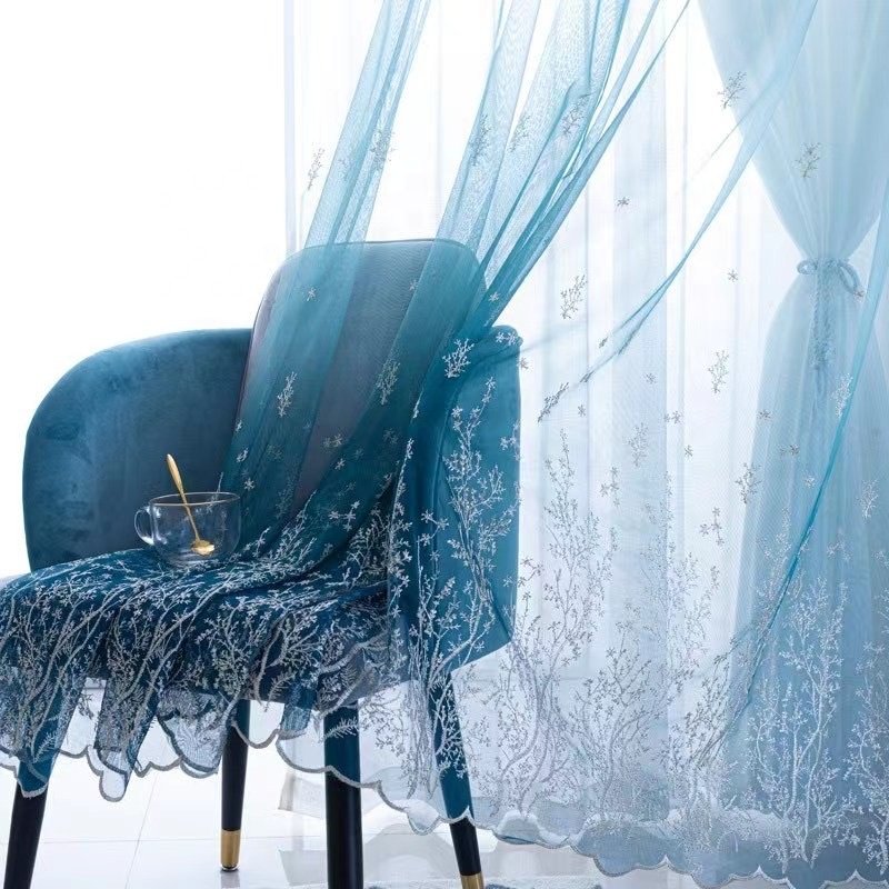 High-Grade Home Decor Sheer Embroidery Curtain Fabric Ready Stock from China Factory Supply