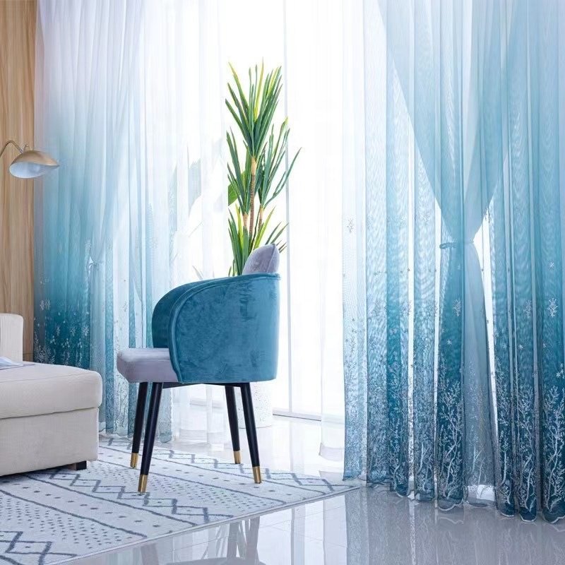 High-Grade Home Decor Sheer Embroidery Curtain Fabric Ready Stock from China Factory Supply