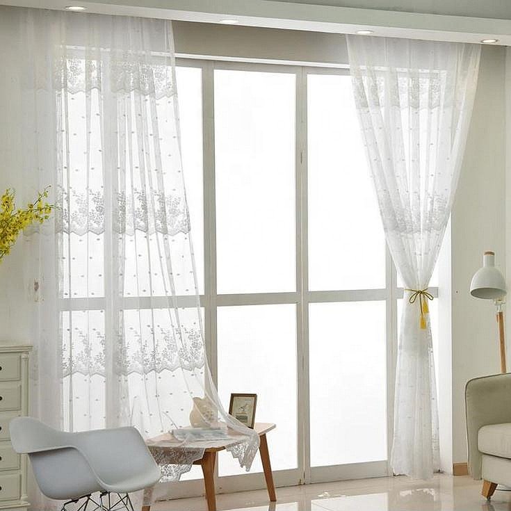 High-Grade Home Decor Sheer Embroidery Curtain Fabric Ready Stock from China Factory Supply