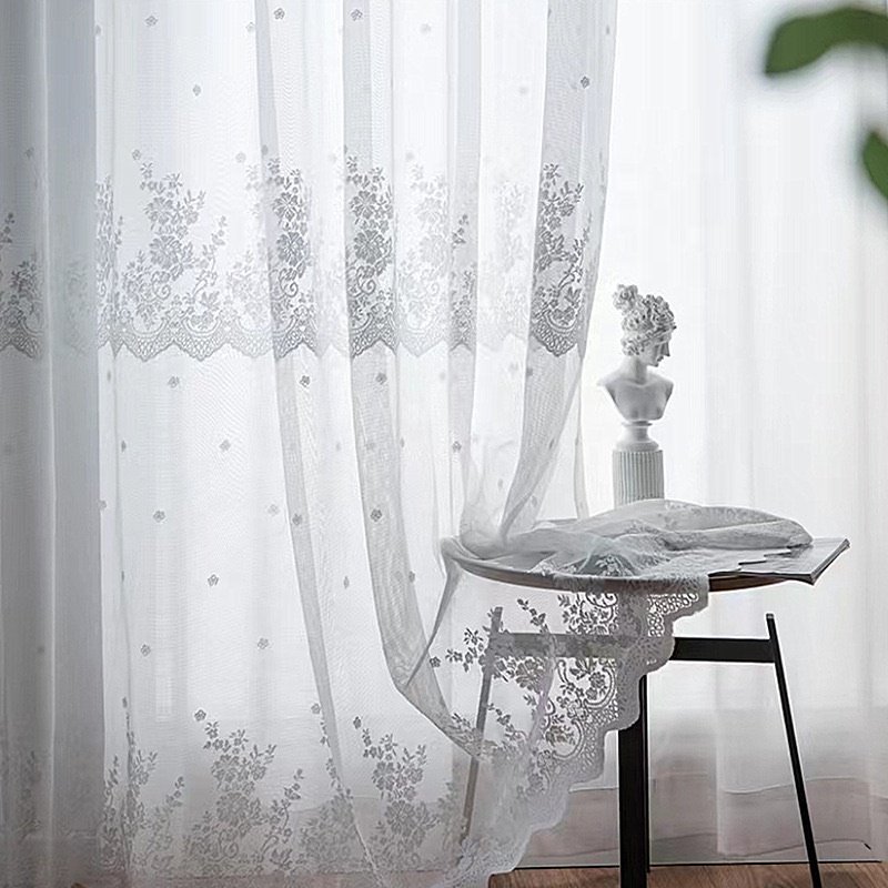 High-Grade Home Decor Sheer Embroidery Curtain Fabric Ready Stock from China Factory Supply