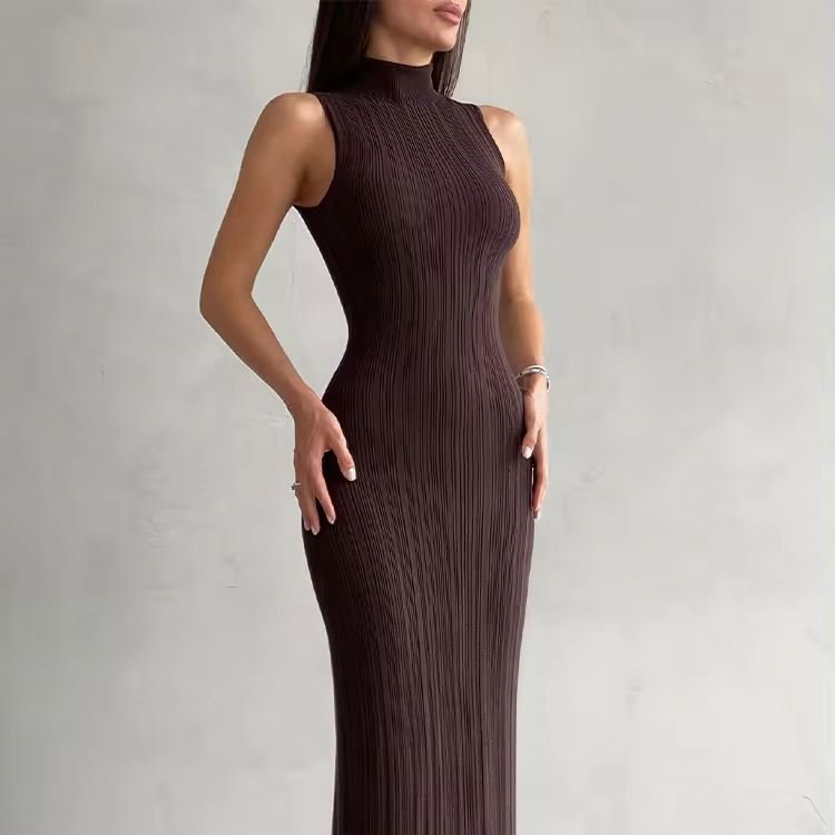 Women Fashion Custom Sleeveless Knit Maxi Tank Spring Casual Dress Vest Solid Long Stretchy Bodycon Casual Dresses