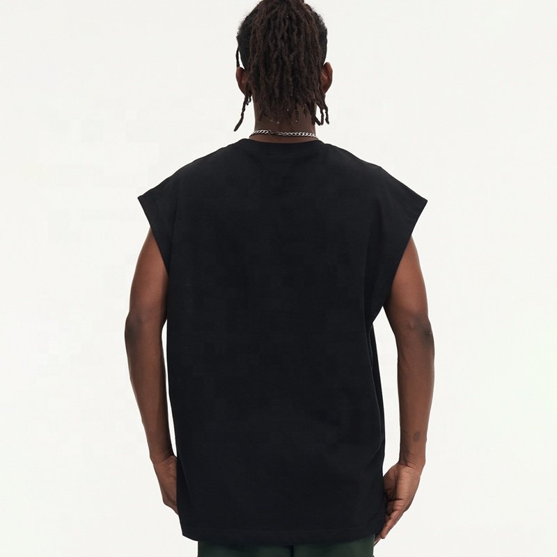Blank Plus Size Running Vest Men Stretch Cotton Vest Loose Fit Gym Sport Rib Crewneck Vest