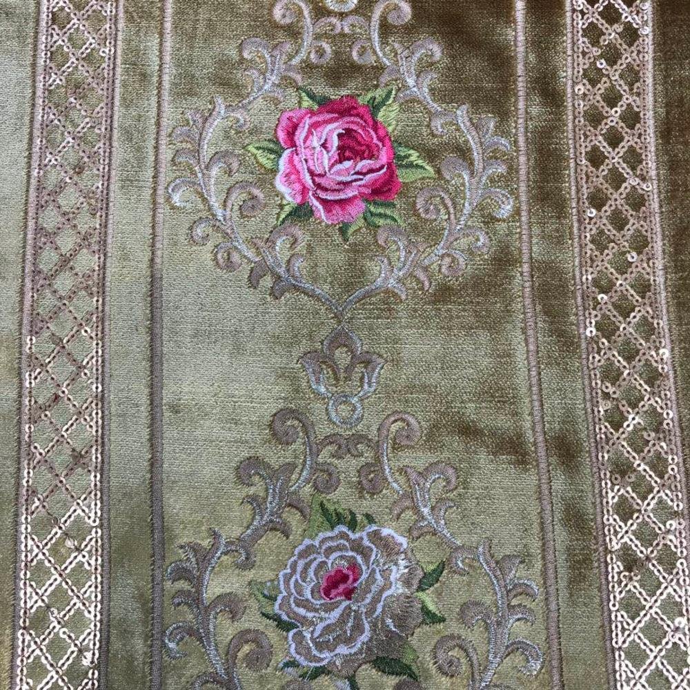 Morocco Sofa Embroidery Sofa Velour Fabric Professional Factory High Quality Luxurious Moroccan Style Velvet 100% Polyester 300T