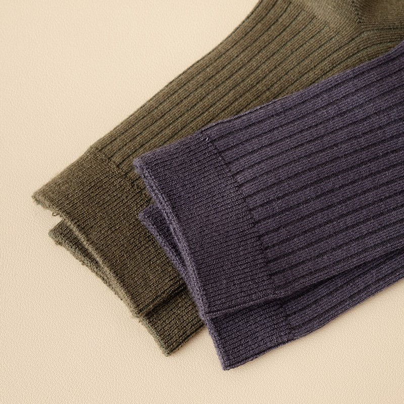 Wholesale Custom Sweat-Absorbent Ribbed Solid Color Winter Women Knitted Wool Thick Crew Socks