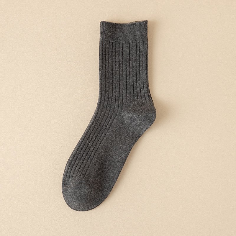 Wholesale Custom Sweat-Absorbent Ribbed Solid Color Winter Women Knitted Wool Thick Crew Socks