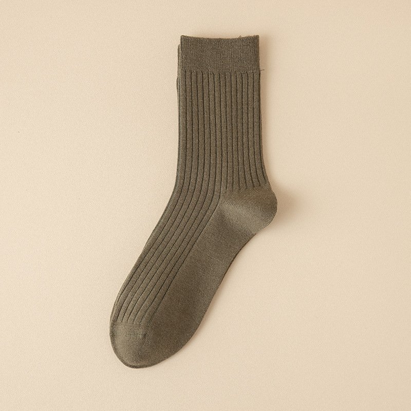 Wholesale Custom Sweat-Absorbent Ribbed Solid Color Winter Women Knitted Wool Thick Crew Socks