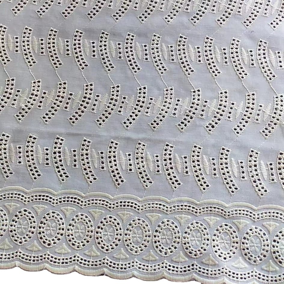 Factory Wholesale selection embroidery thick 100% cotton lace fabric for women dress