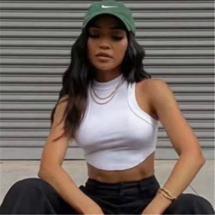 2022234 Hot Summer Solid Crop Tops Rib Knit O-Neck Sleeveless Bodycon Soft Touch Custom Gym Sport Yoga Tank Top Women