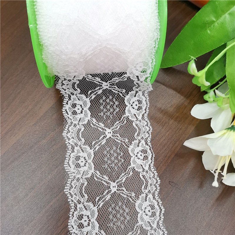 In Stock 7.8cm Bilateral Non-Elastic Nylon Lace Wide Edge Lace Accessories Clothing DIY Mesh Fabric Garments 200Y/ROLL Weddings