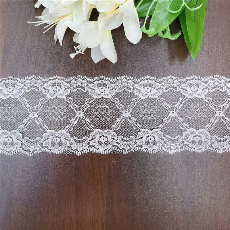 In Stock 7.8cm Bilateral Non-Elastic Nylon Lace Wide Edge Lace Accessories Clothing DIY Mesh Fabric Garments 200Y/ROLL Weddings