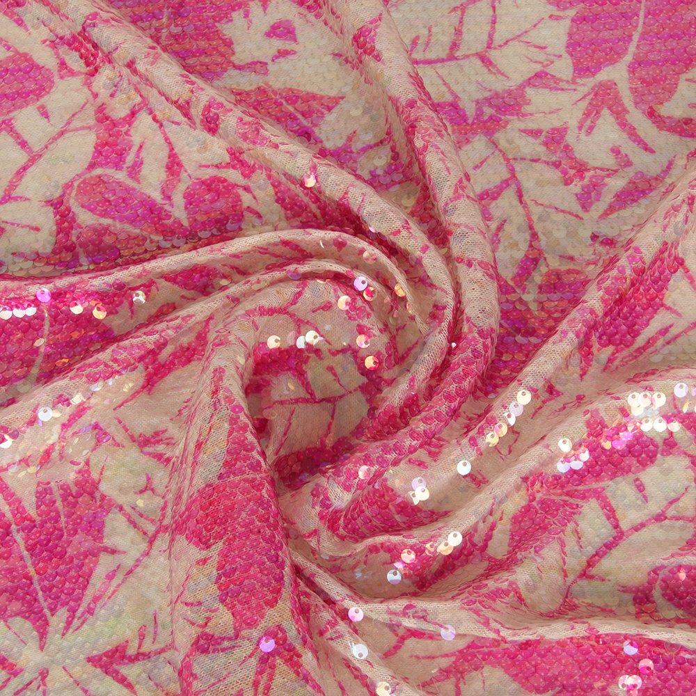 LIHUAN 2024 Europe Luxury Flower Polyester Stretch Mesh Digital Printing Sequins Embroidery Fabric Lace Sequin Fabric For Dress