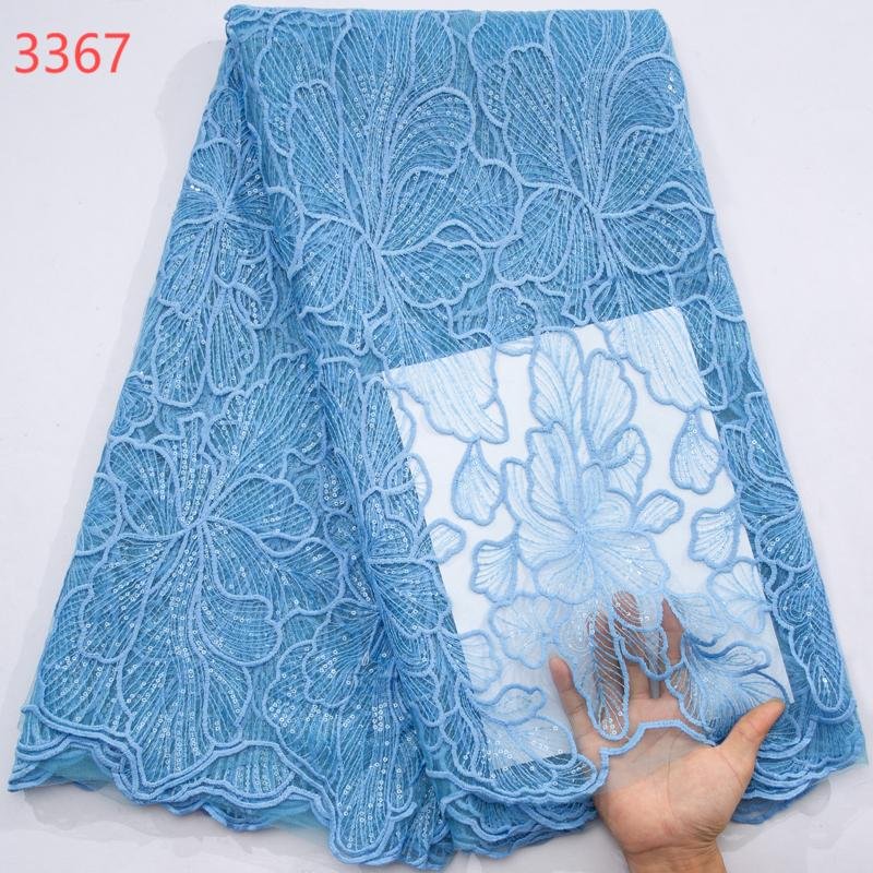 3367 African Tulle Mesh Lace Fabric French Embroidery Net Lace Sequins for Nigerian Bridal Wedding Dresses