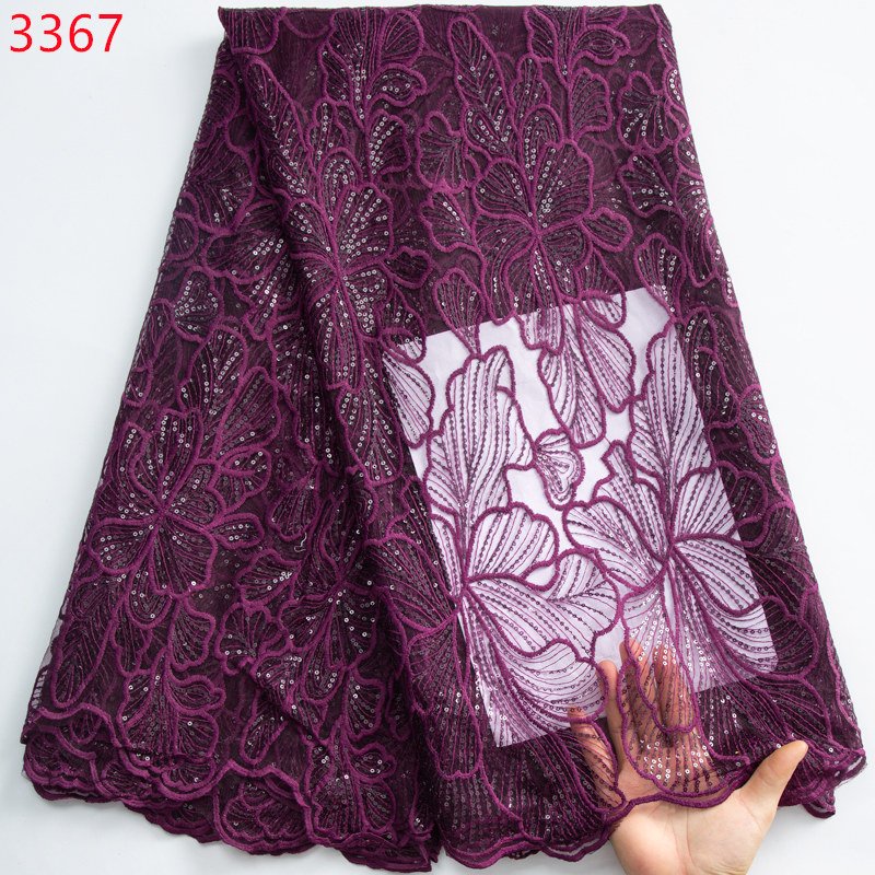 3367 African Tulle Mesh Lace Fabric French Embroidery Net Lace Sequins for Nigerian Bridal Wedding Dresses