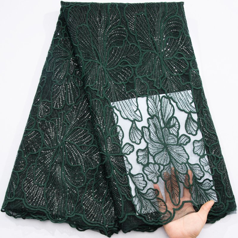 3367 African Tulle Mesh Lace Fabric French Embroidery Net Lace Sequins for Nigerian Bridal Wedding Dresses