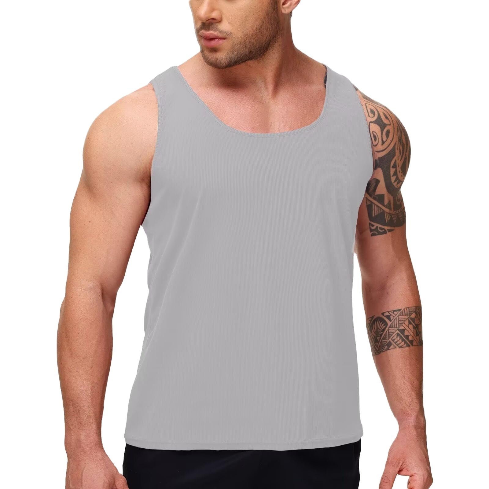 Men's Ribbed Vest Fitness singlet Running Exercise Sleeveless Dry Shirt Sports Muscle T-shirt Breathable