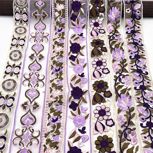 Vintage Ethnic Flower Embroidery Ribbon Lace Trim Fabric Sewing Diy Clothes Accessories